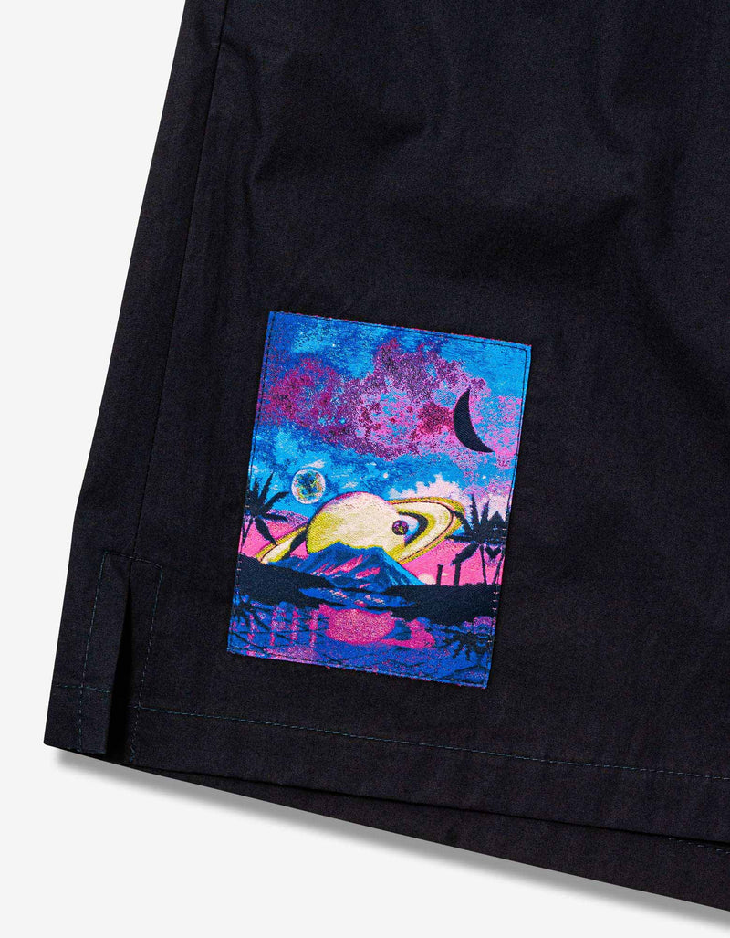 Valentino Garavani Valentino Garavani Navy Blue Bermuda Shorts with Vaporwave Patches