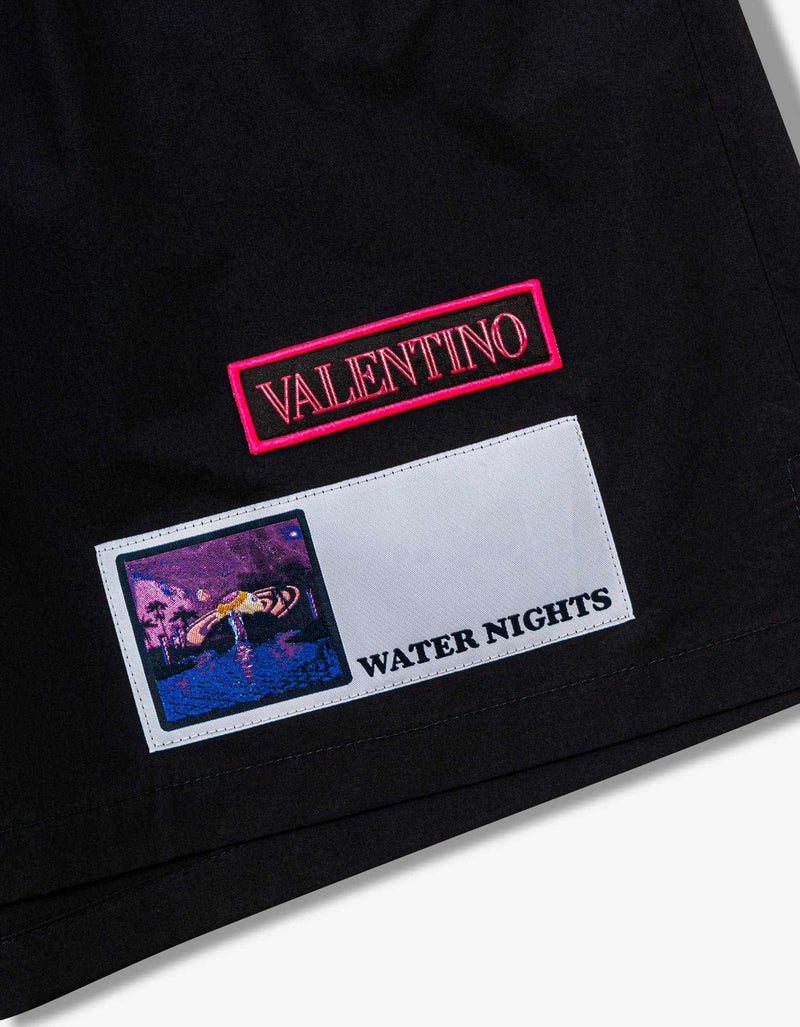 Valentino Garavani Valentino Garavani Navy Blue Bermuda Shorts with Vaporwave Patches