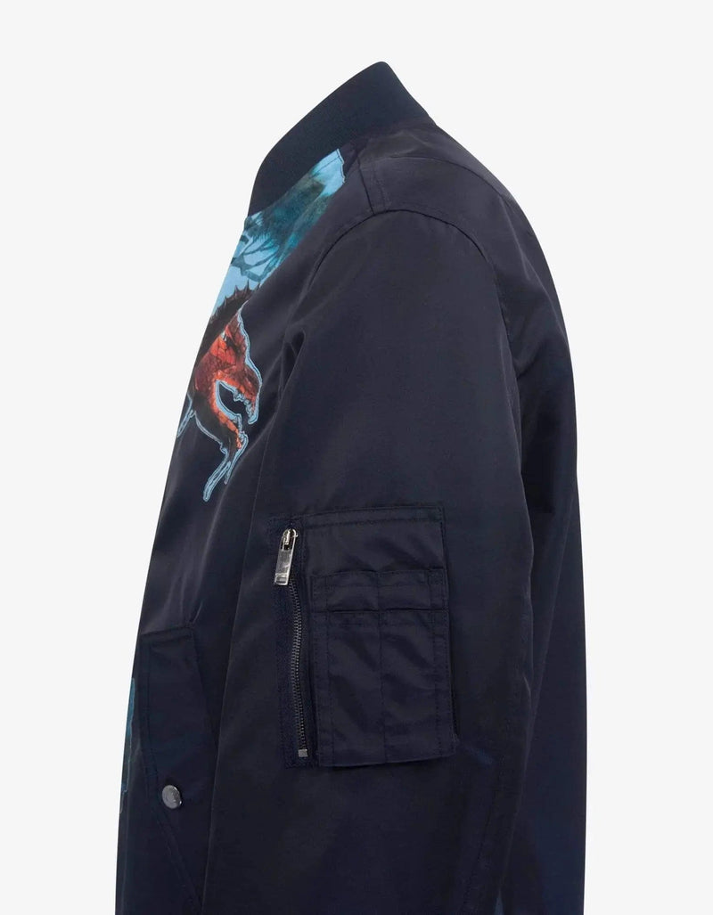 Valentino Garavani Valentino Garavani Navy Blue Dragons Garden Bomber Jacket