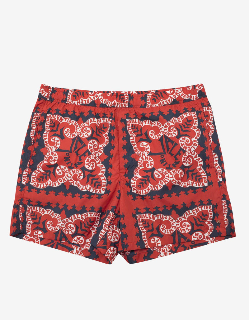 Valentino Garavani Valentino Garavani Red Mini Bandana Print Swim Shorts