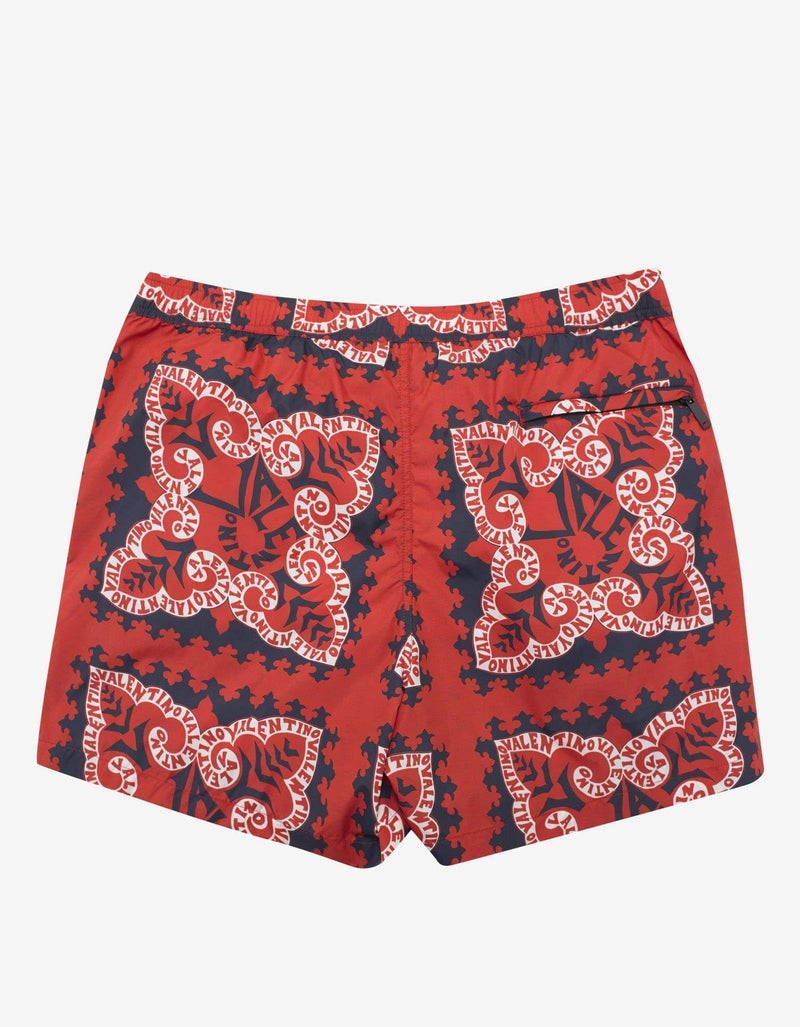 Valentino Garavani Valentino Garavani Red Mini Bandana Print Swim Shorts