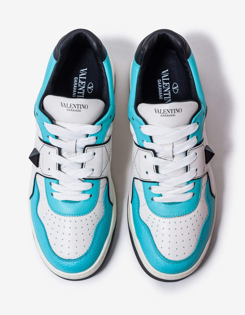 Valentino White Blue One Stud Trainers – Zoo Fashions