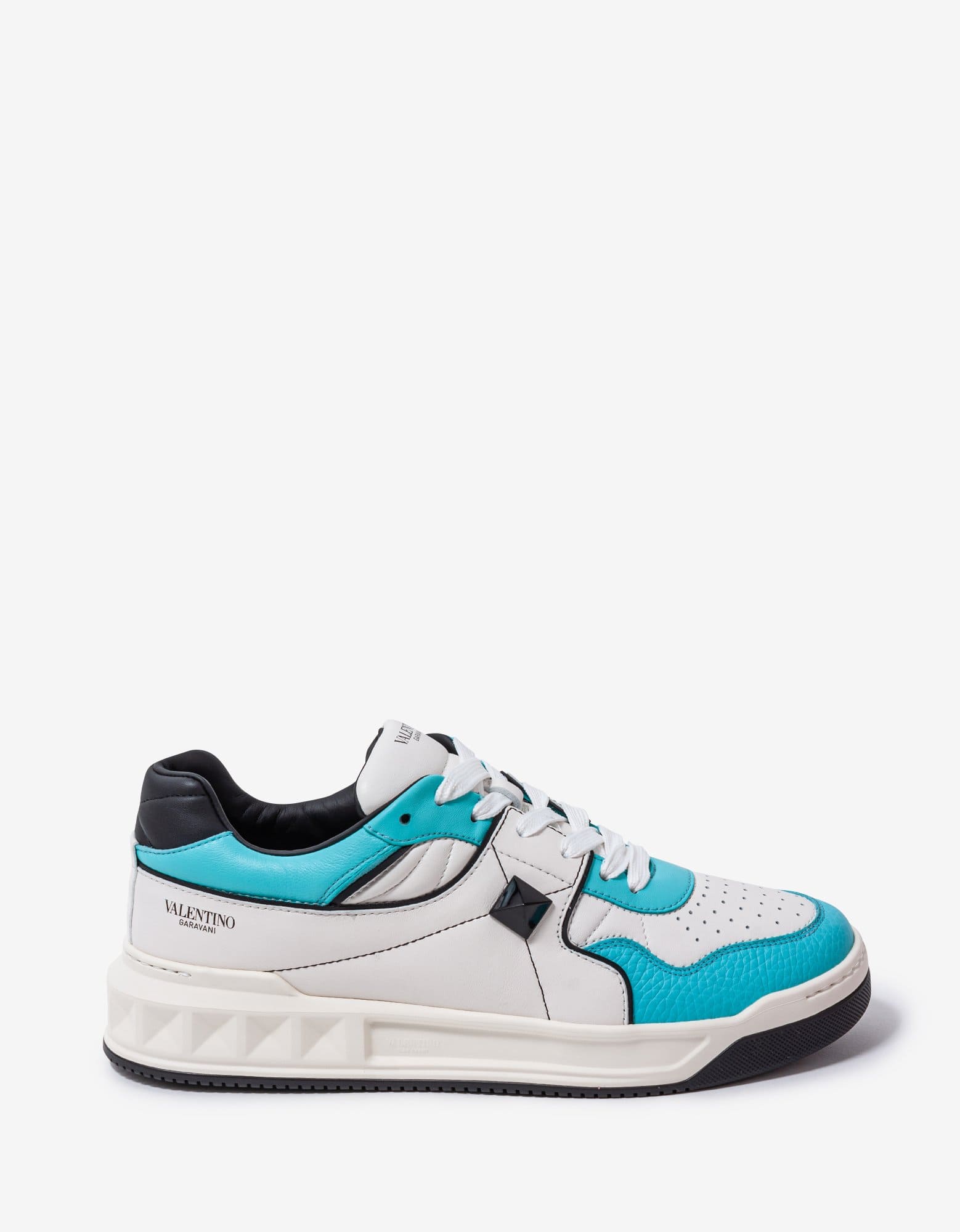 Valentino White & Blue One Stud Trainers – Zoo Fashions