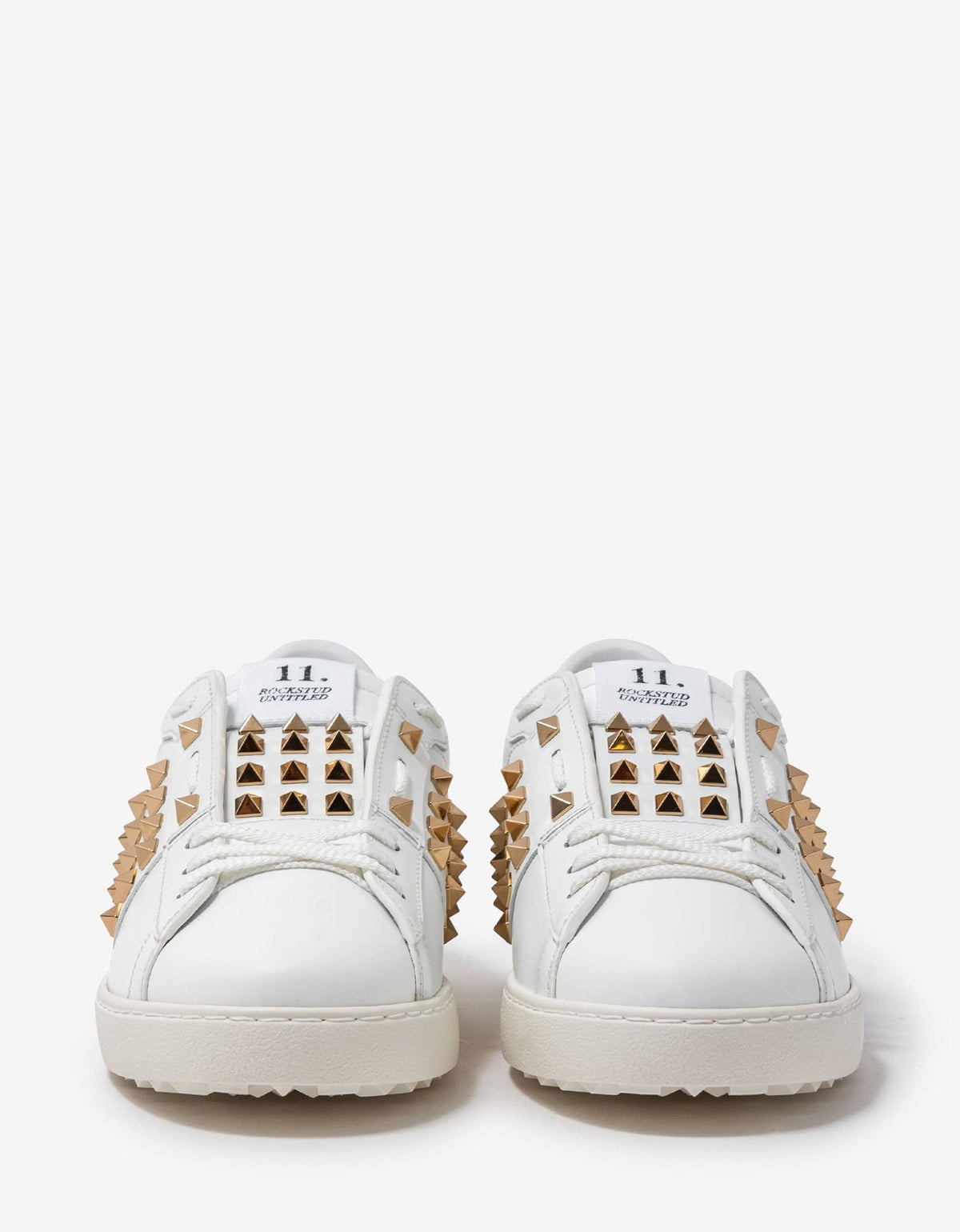 Valentino White Gold Rockstud Untitled Trainers – Zoo Fashions