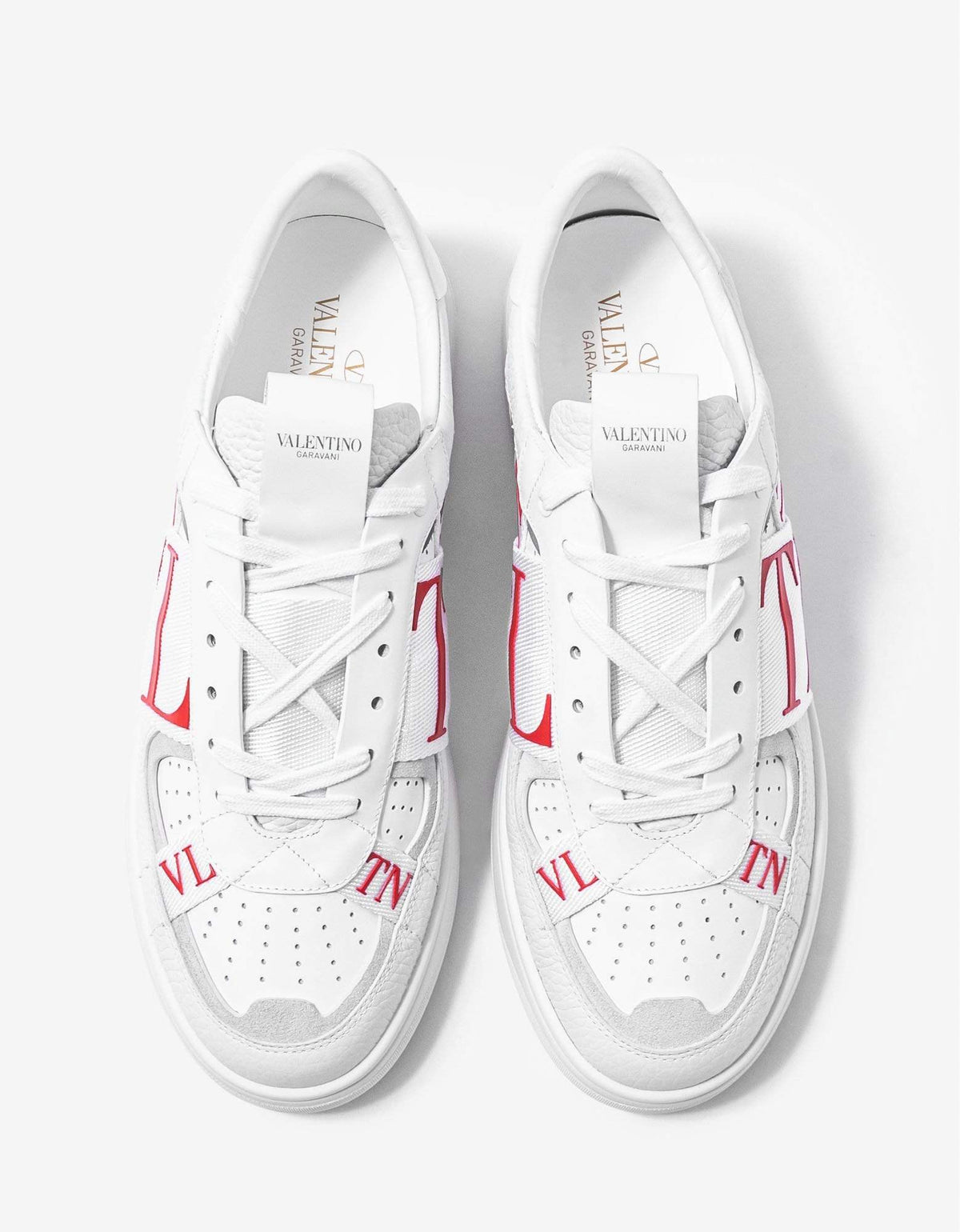 Valentino Garavani White & Red VL7N Trainers with Bands