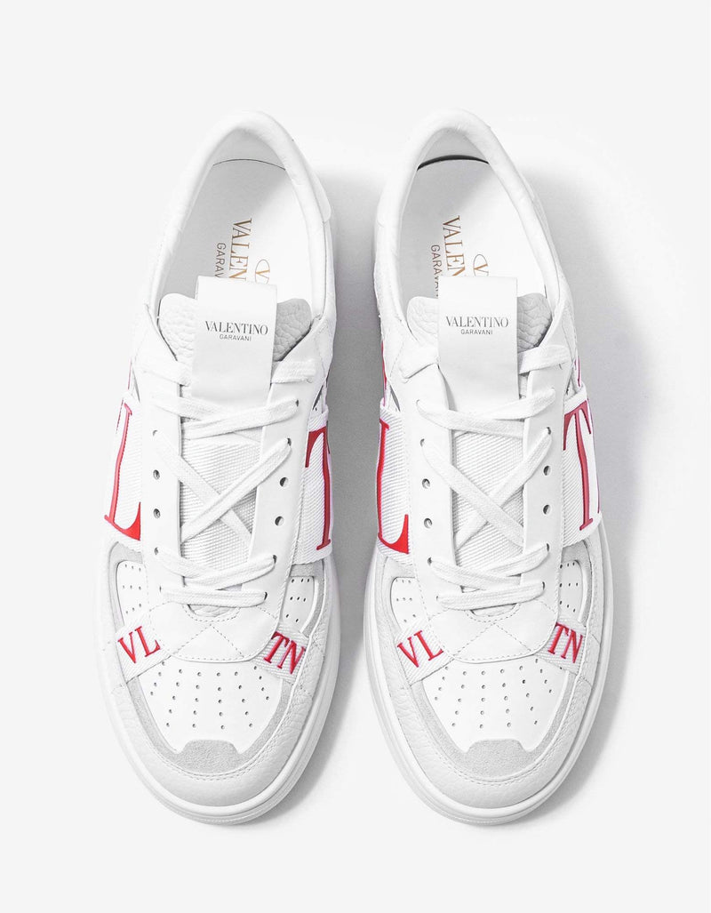 Valentino Garavani White & Red VL7N Trainers with Bands