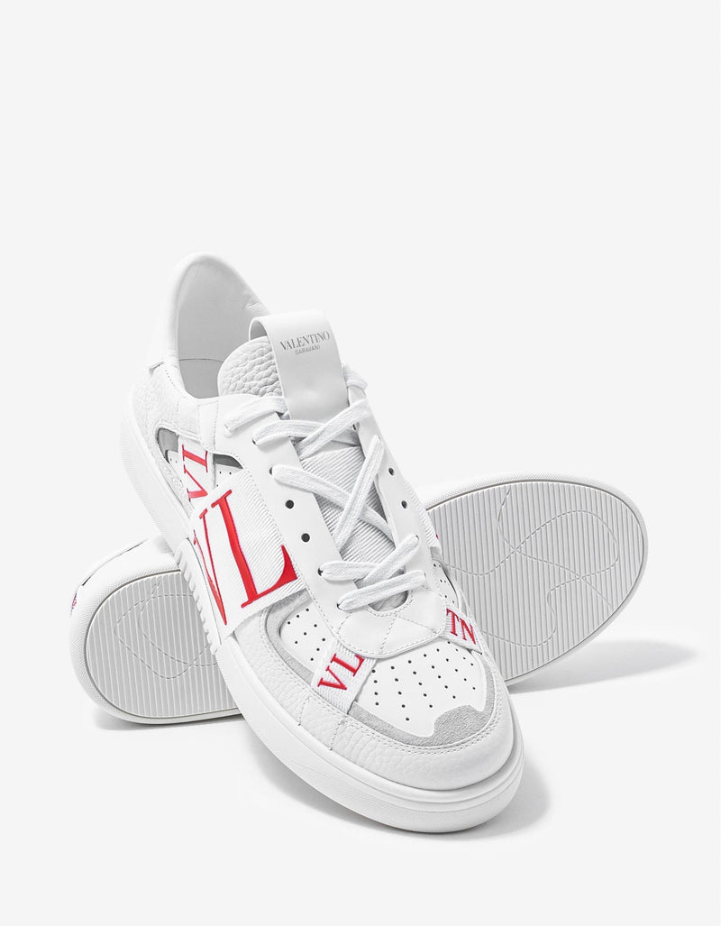 Valentino Garavani White & Red VL7N Trainers with Bands