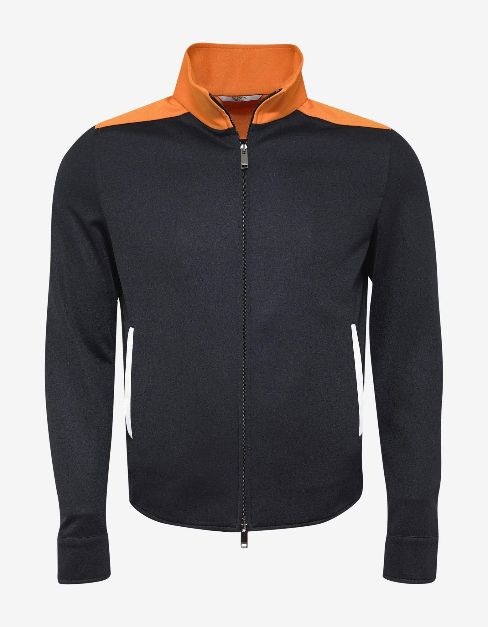 Navy Blue Track Jacket Orange Trim