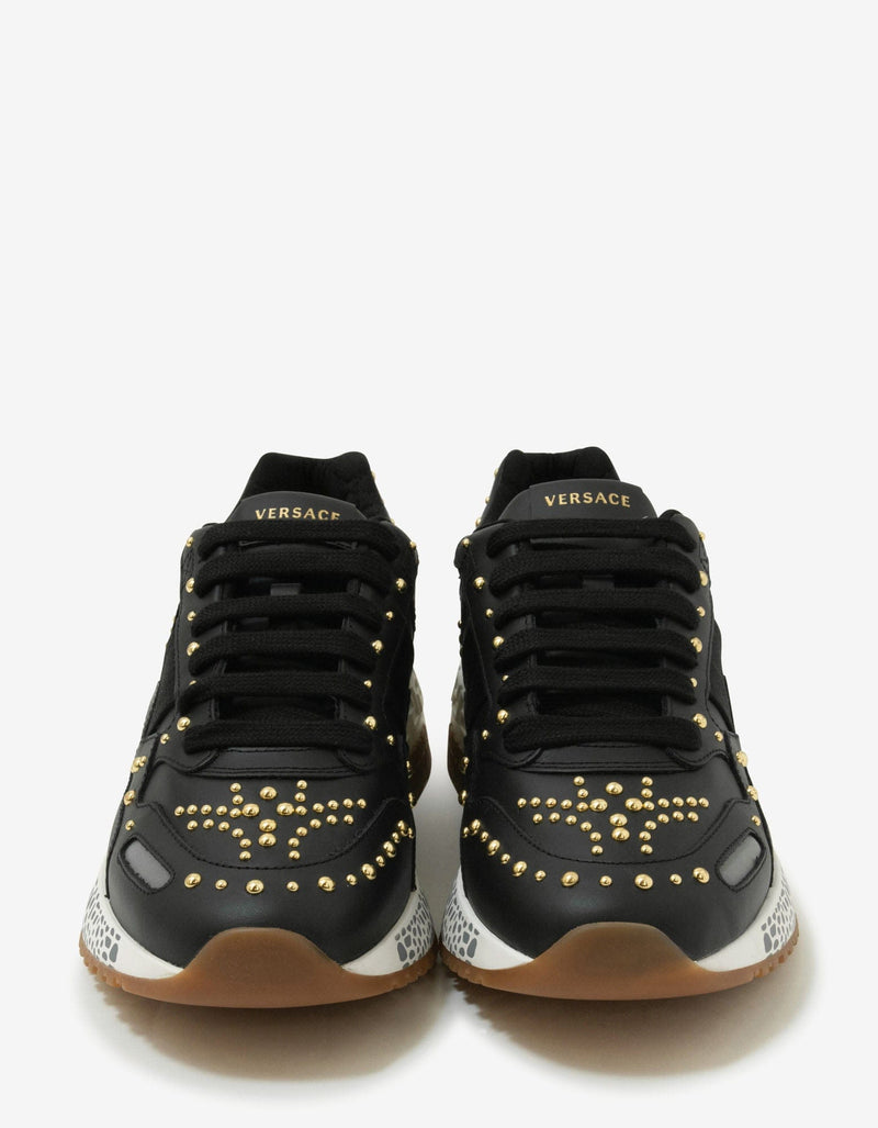 Versace Achilles Black Studded Trainers