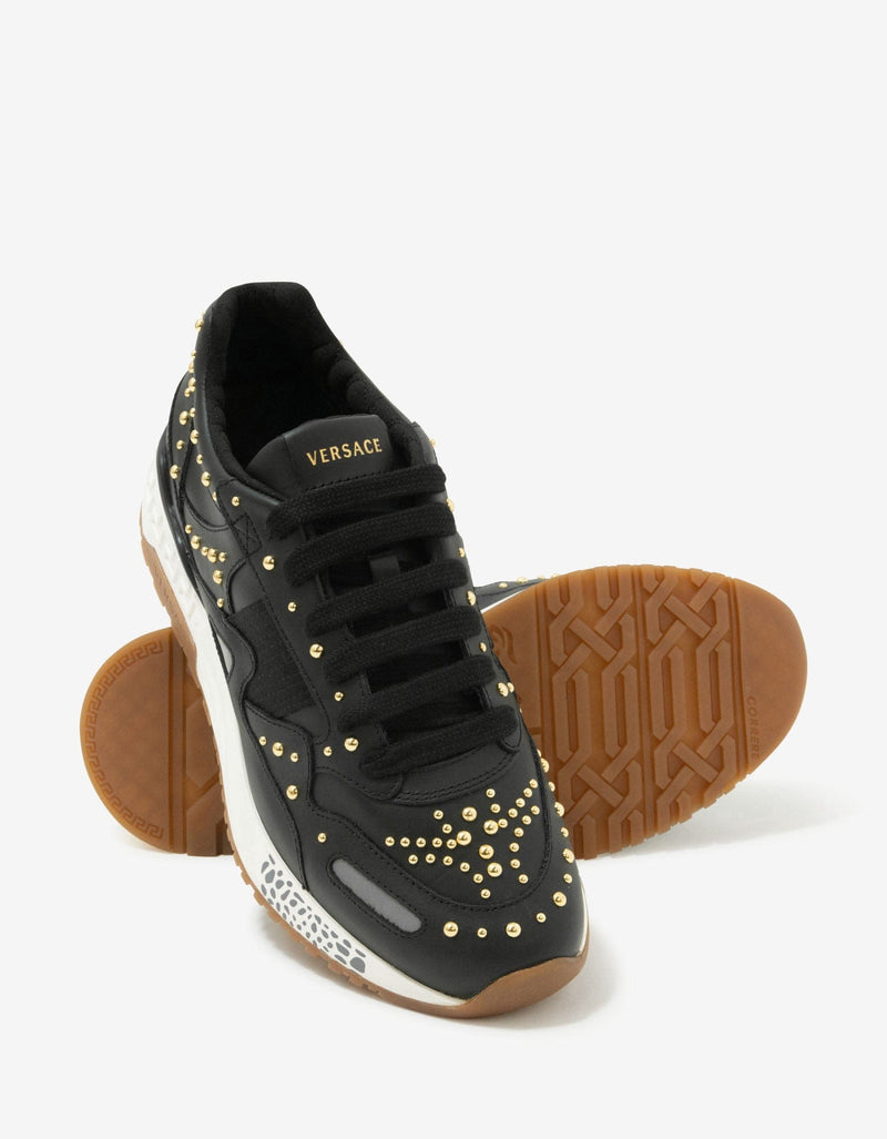 Versace Achilles Black Studded Trainers