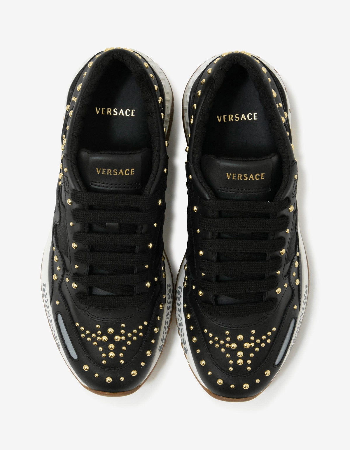 Versace Achilles Black Studded Trainers