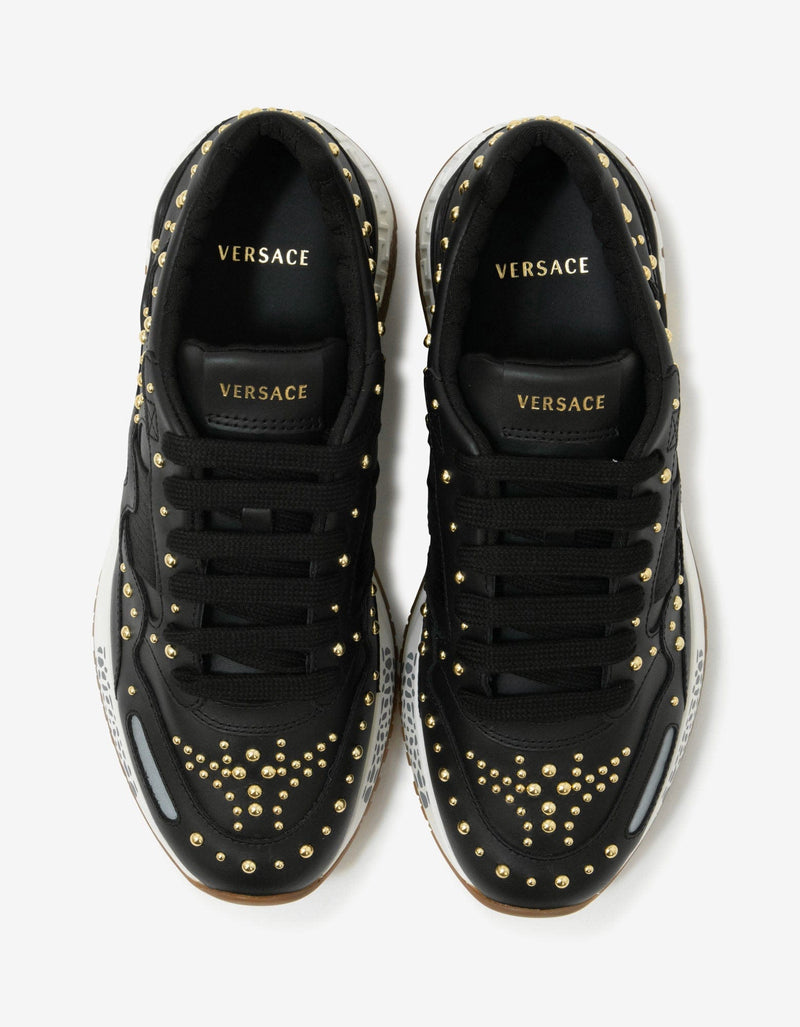 Versace Achilles Black Studded Trainers