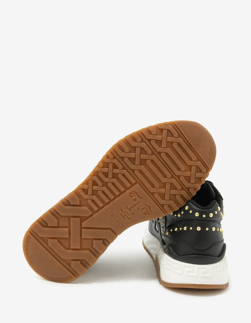 Versace Achilles Black Studded Trainers