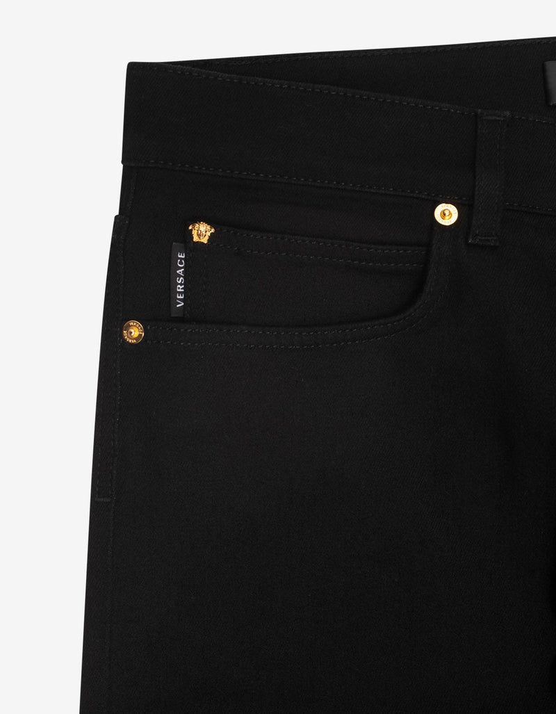 Versace Black Barocco Embroidery Slim Jeans