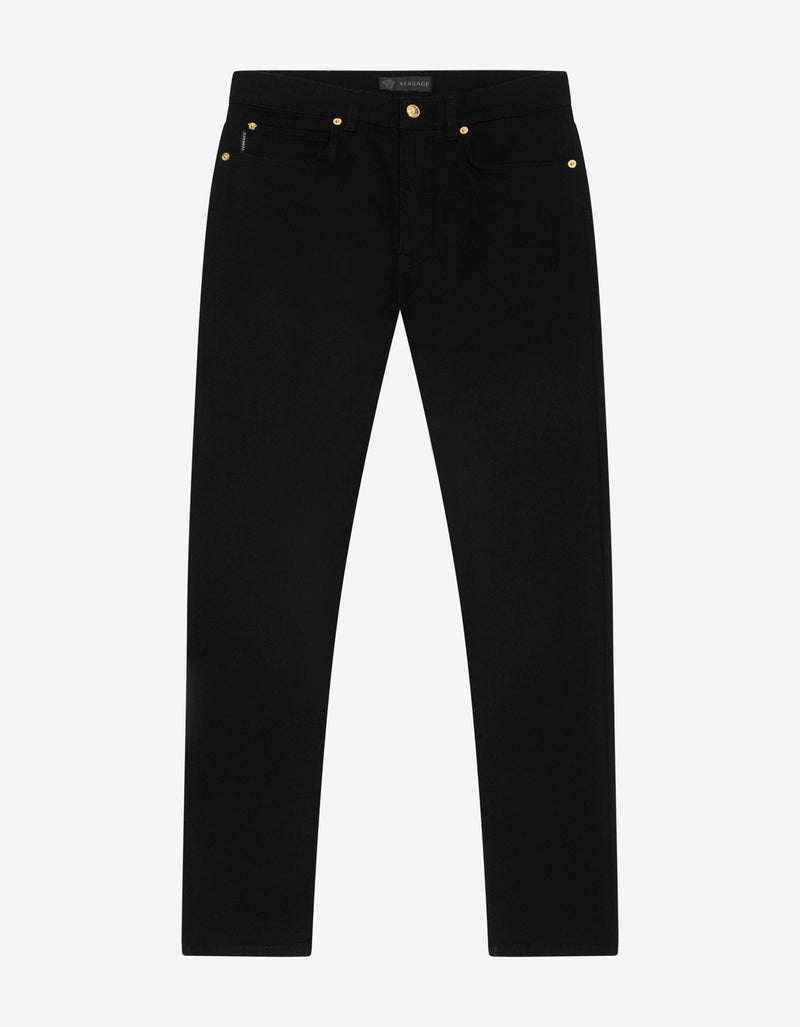 Versace Black Barocco Embroidery Slim Jeans