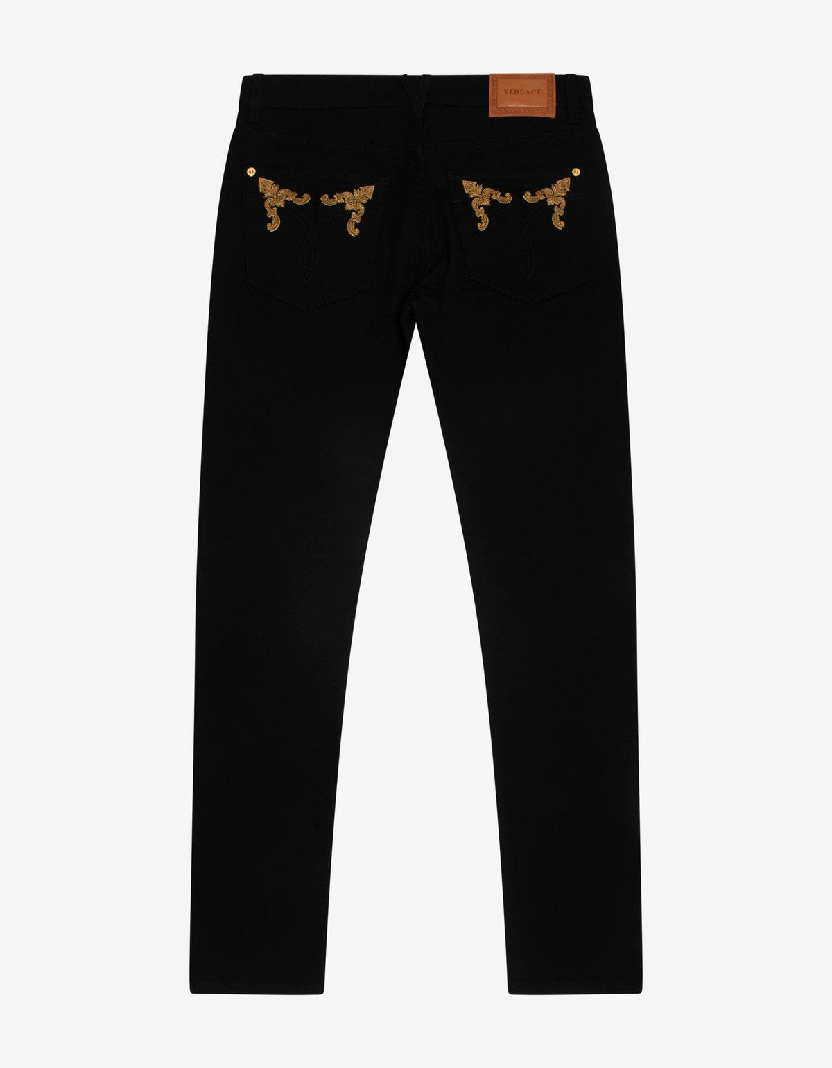 Versace Black Barocco Embroidery Slim Jeans