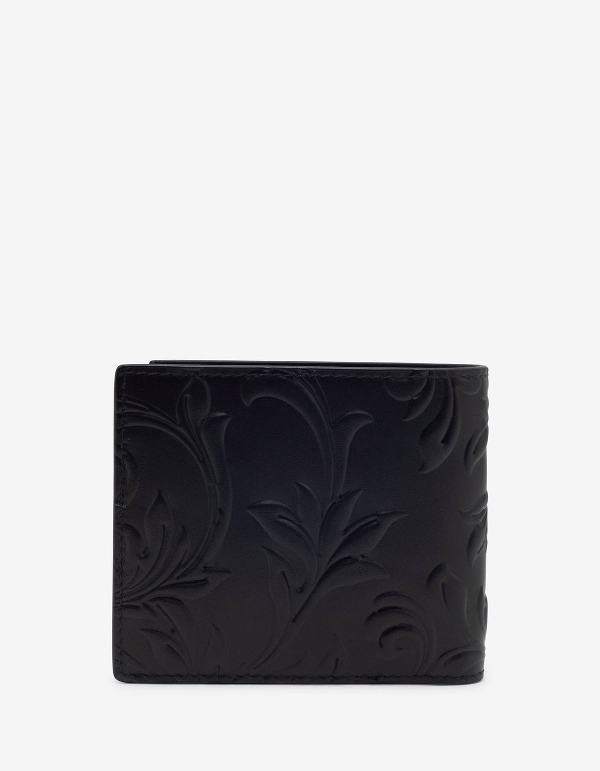 Versace Black Embossed Barocco Leather Billfold Wallet