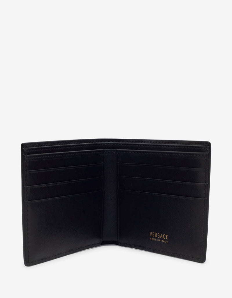 Versace Black Embossed Barocco Leather Billfold Wallet