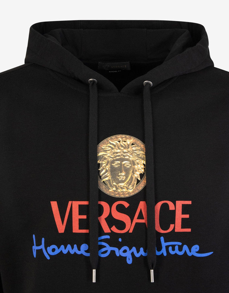 Versace Black Home Signature Print Hoodie