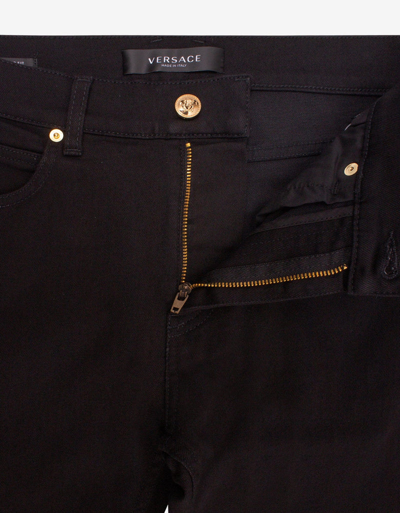 Versace Black Via Gesu Plaque Jeans