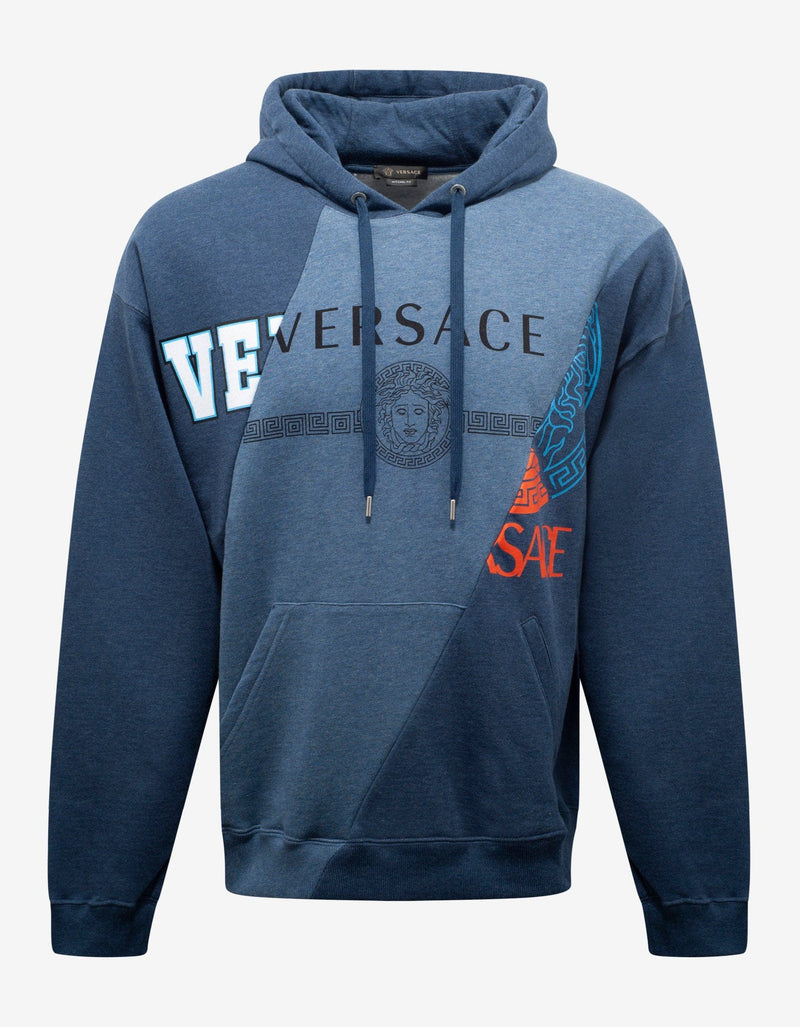 Versace Blue Compilation Print Hoodie