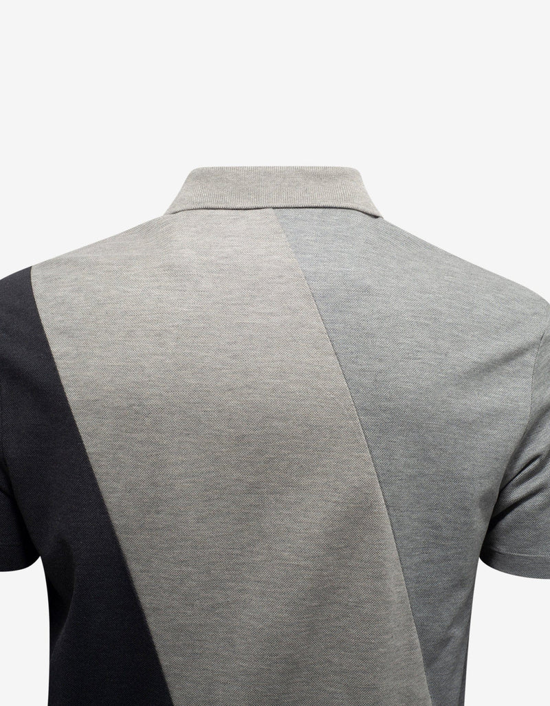 Versace Grey Patchwork Logo Polo T-Shirt