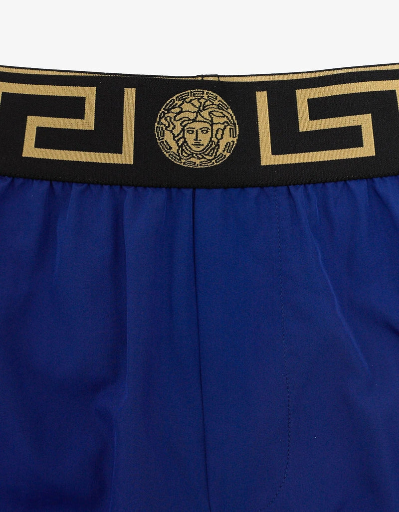 Versace Gym Blue Greek Pattern Long Swim Shorts – Zoo Fashions