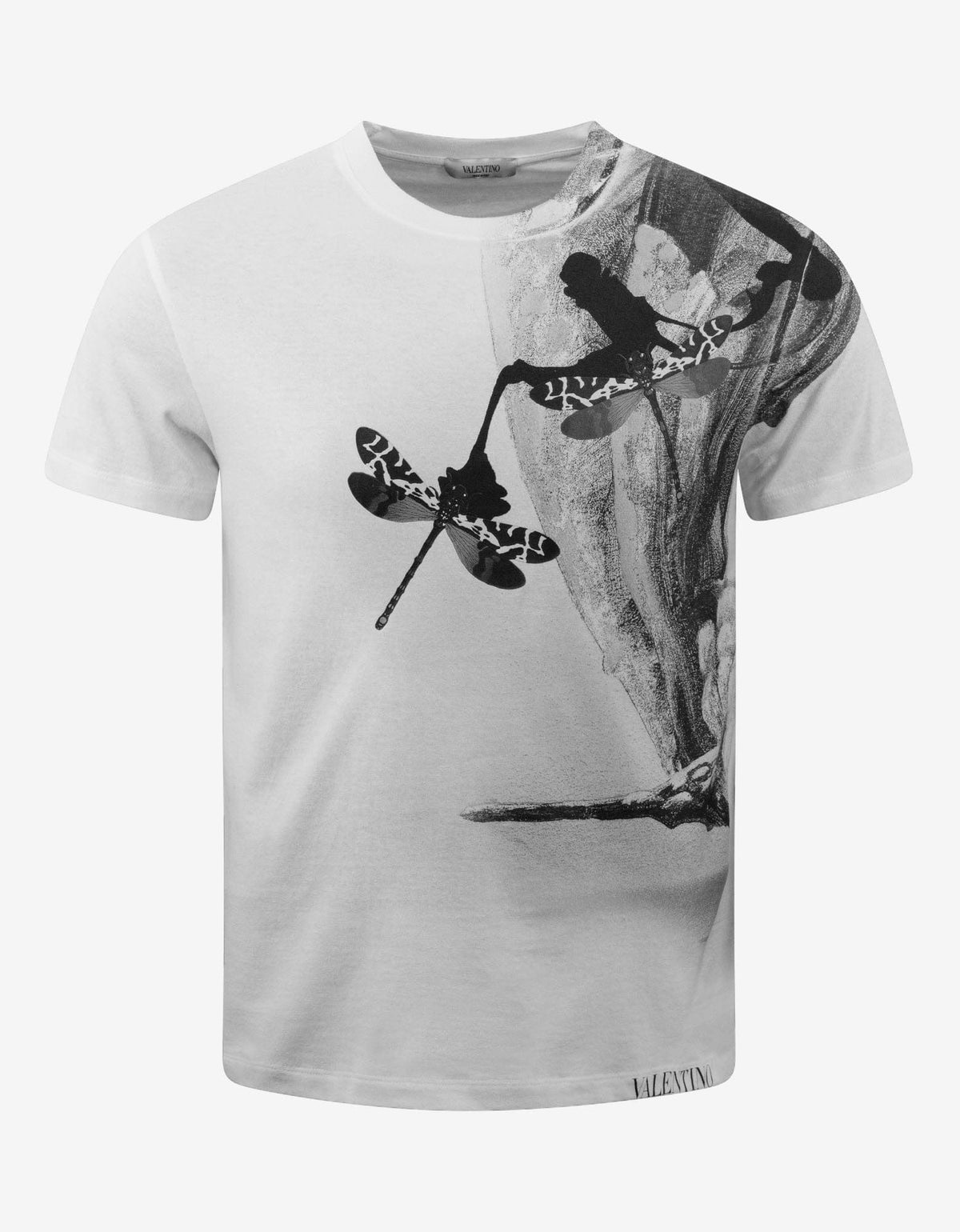 White Dragonfly Print T-Shirt
