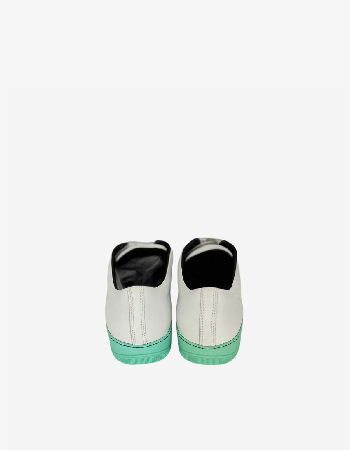White Leather Trainers with Mint Green Sole