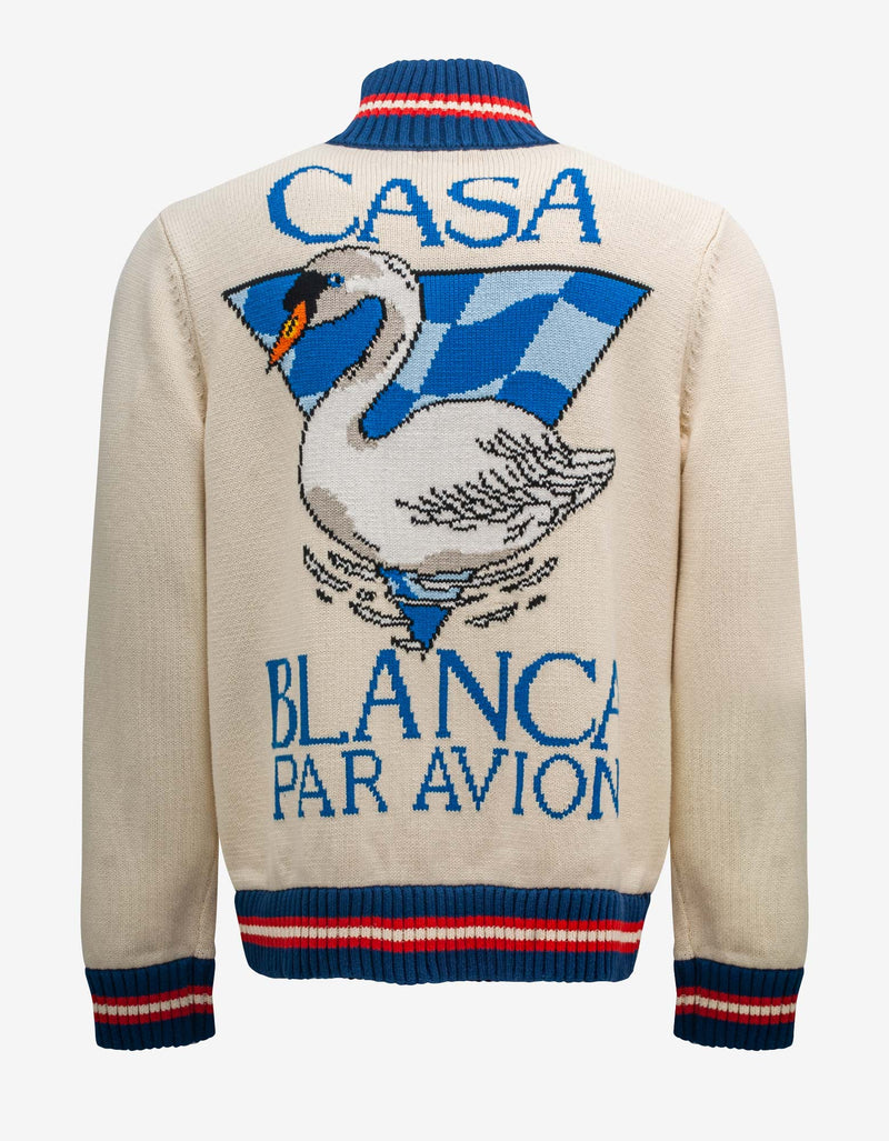 White Par Avion Zip Up Cardigan