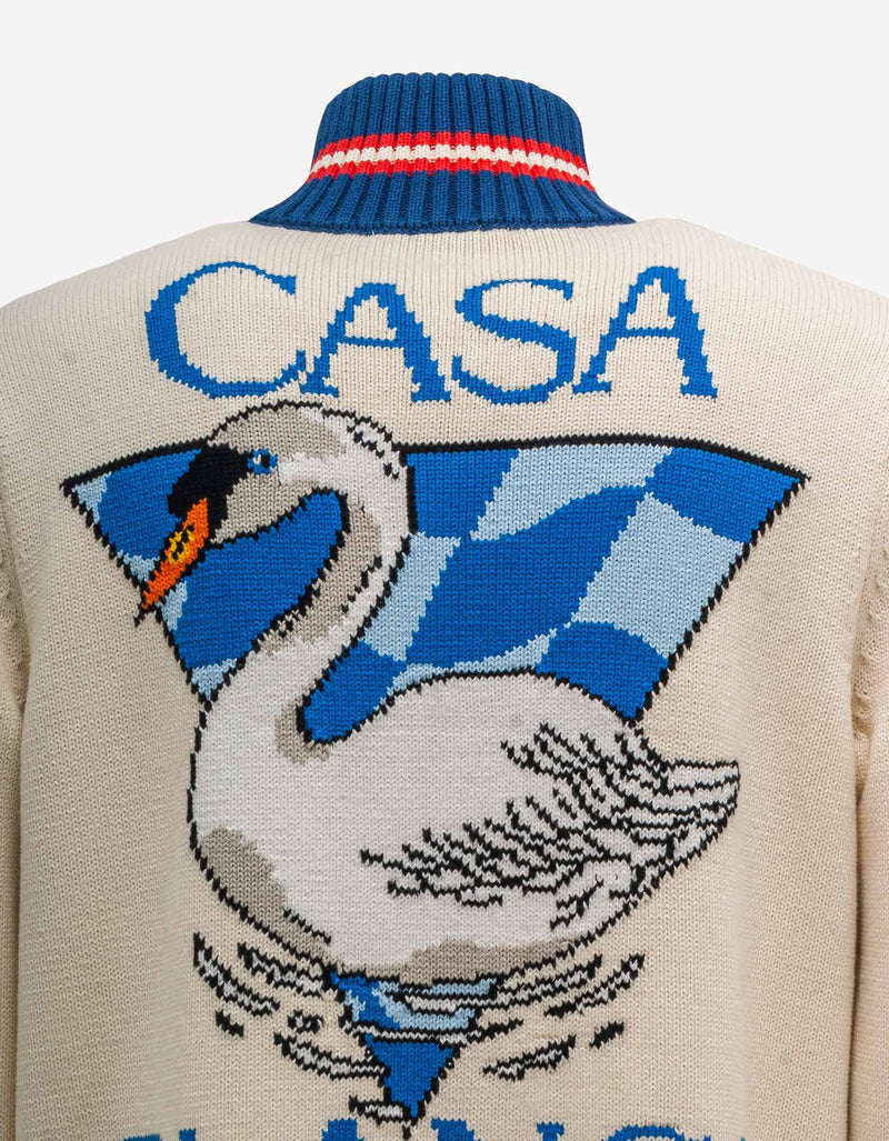White Par Avion Zip Up Cardigan