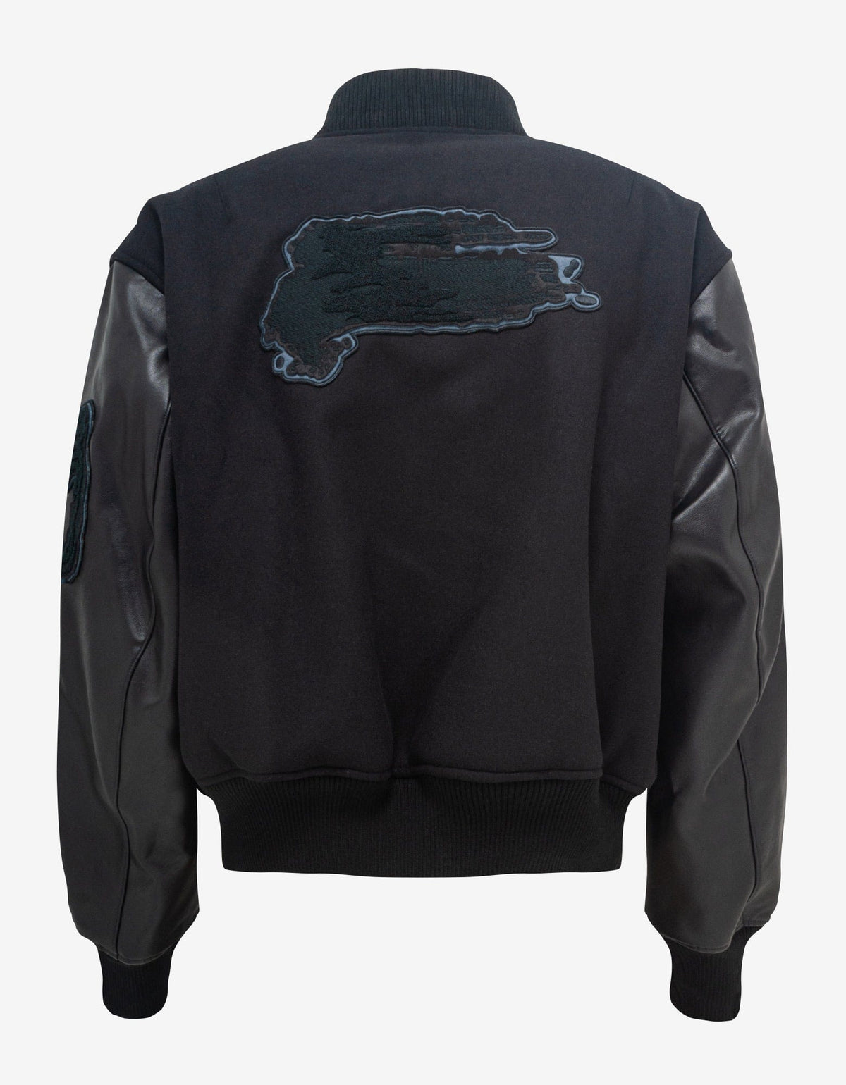 Y-3 Black Brushstroke Logo Letterman Jacket