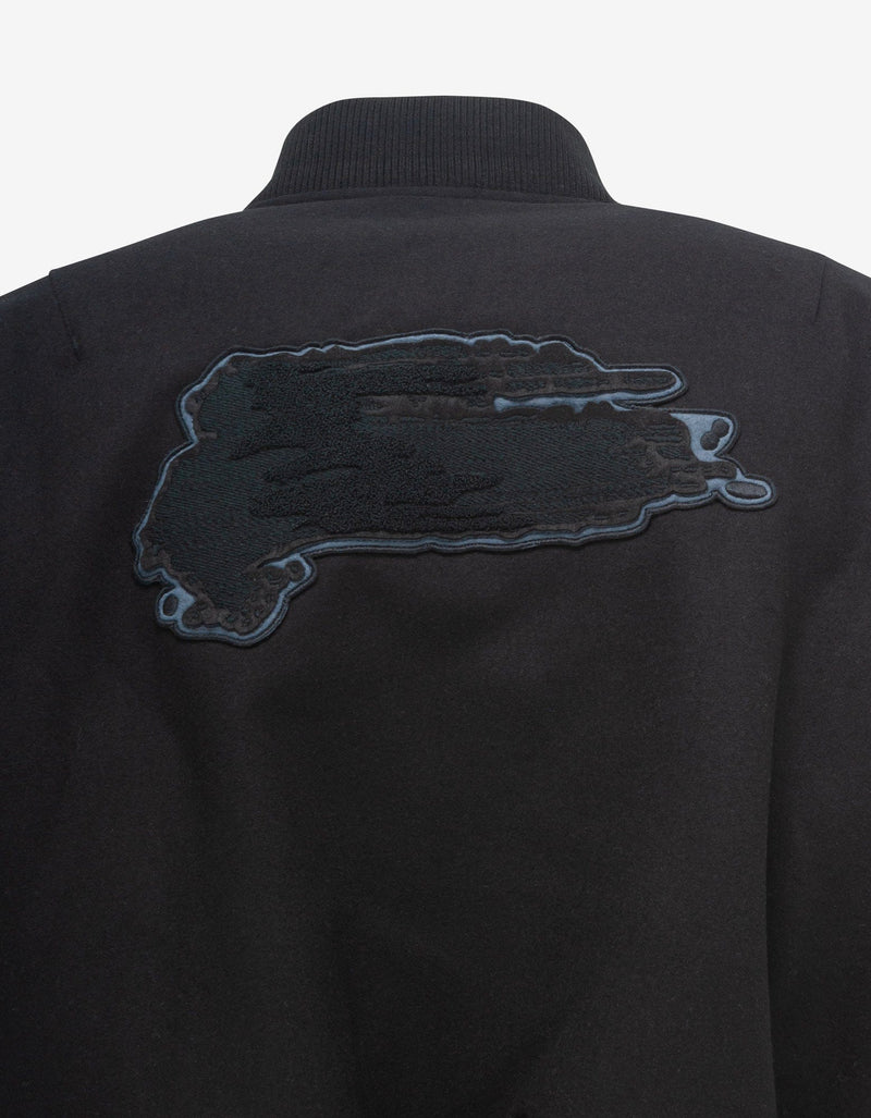 Y-3 Black Brushstroke Logo Letterman Jacket