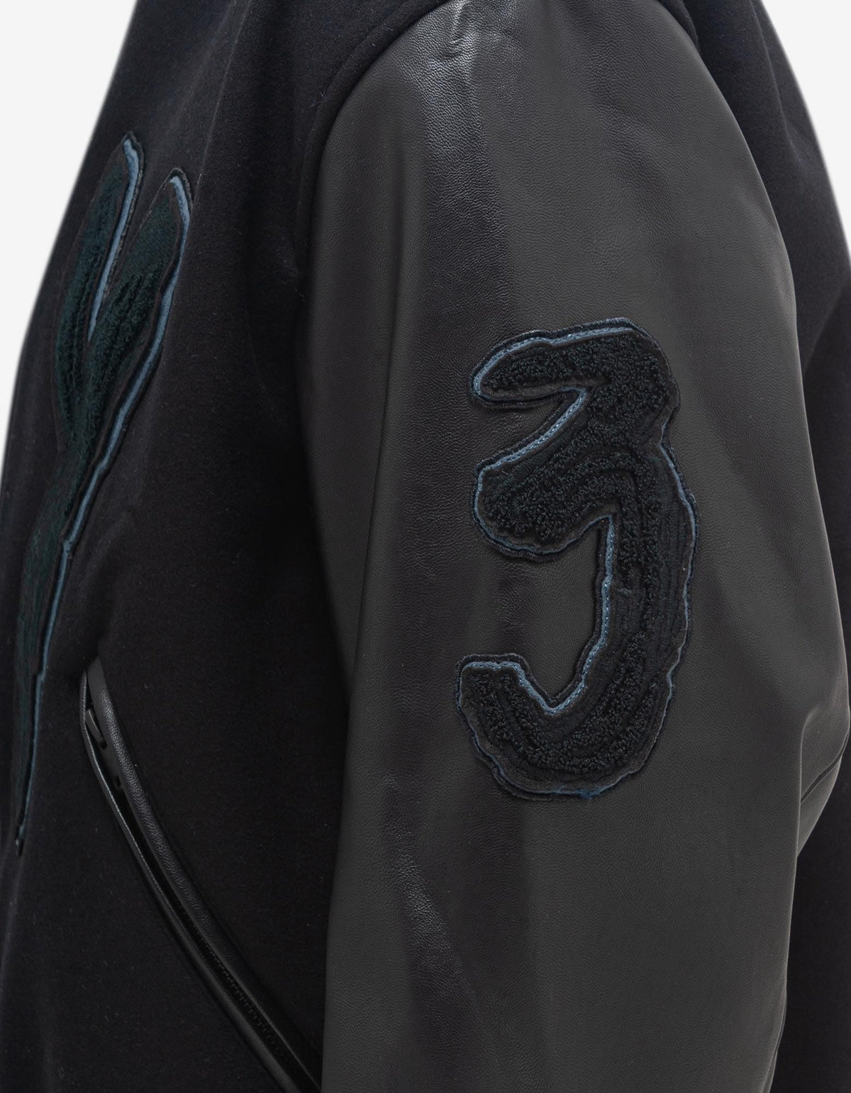 Y-3 Black Brushstroke Logo Letterman Jacket