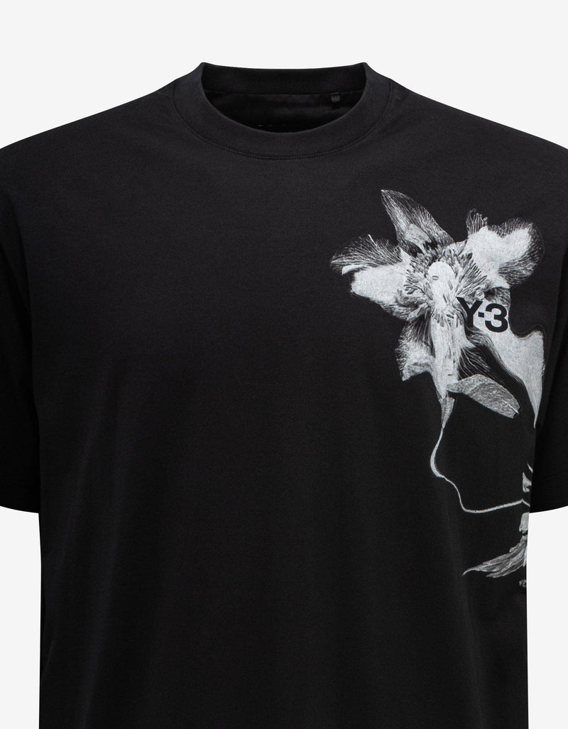 Y-3 Black Floral Print T-Shirt