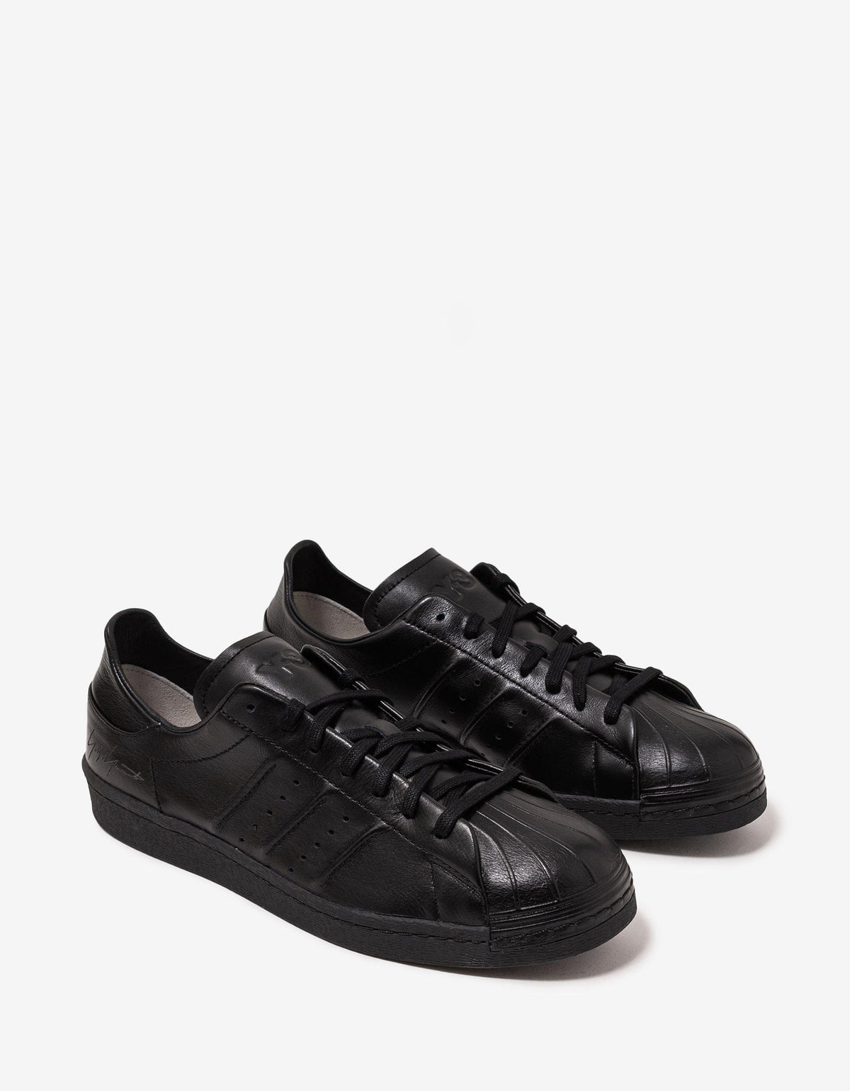 Y-3 Black Leather Superstar Trainers