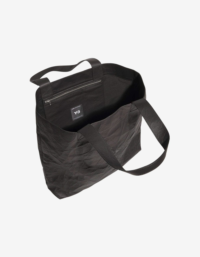 Y-3 Black Leather Tote Bag