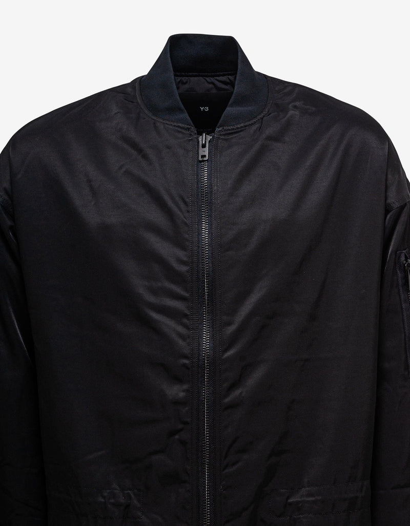 Y-3 Black Long Bomber Jacket