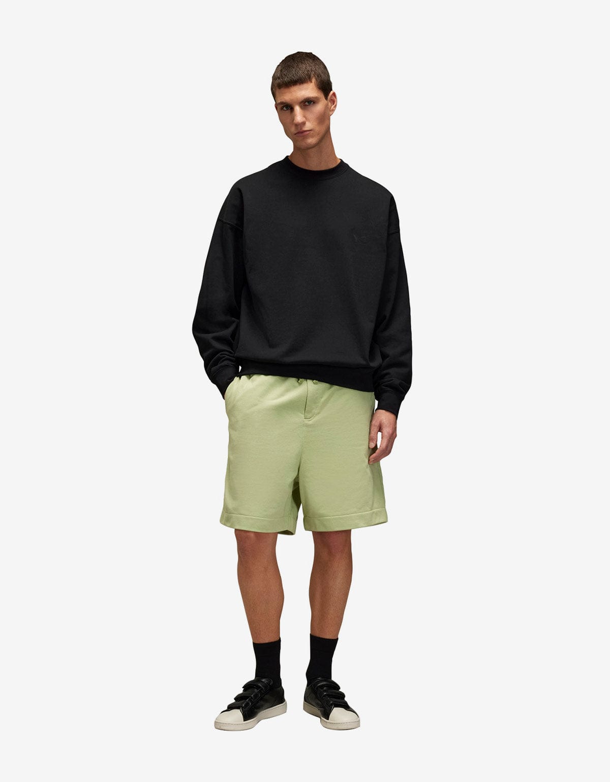 Y-3 Green Logo Sweat Shorts