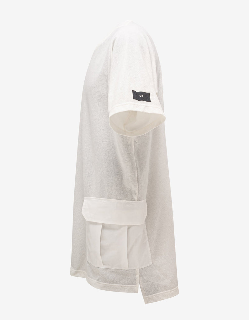 Y-3 Off White Crepe Jersey Pocket T-Shirt