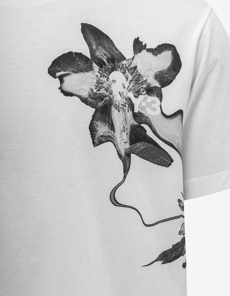 Y-3 White Floral Print T-Shirt