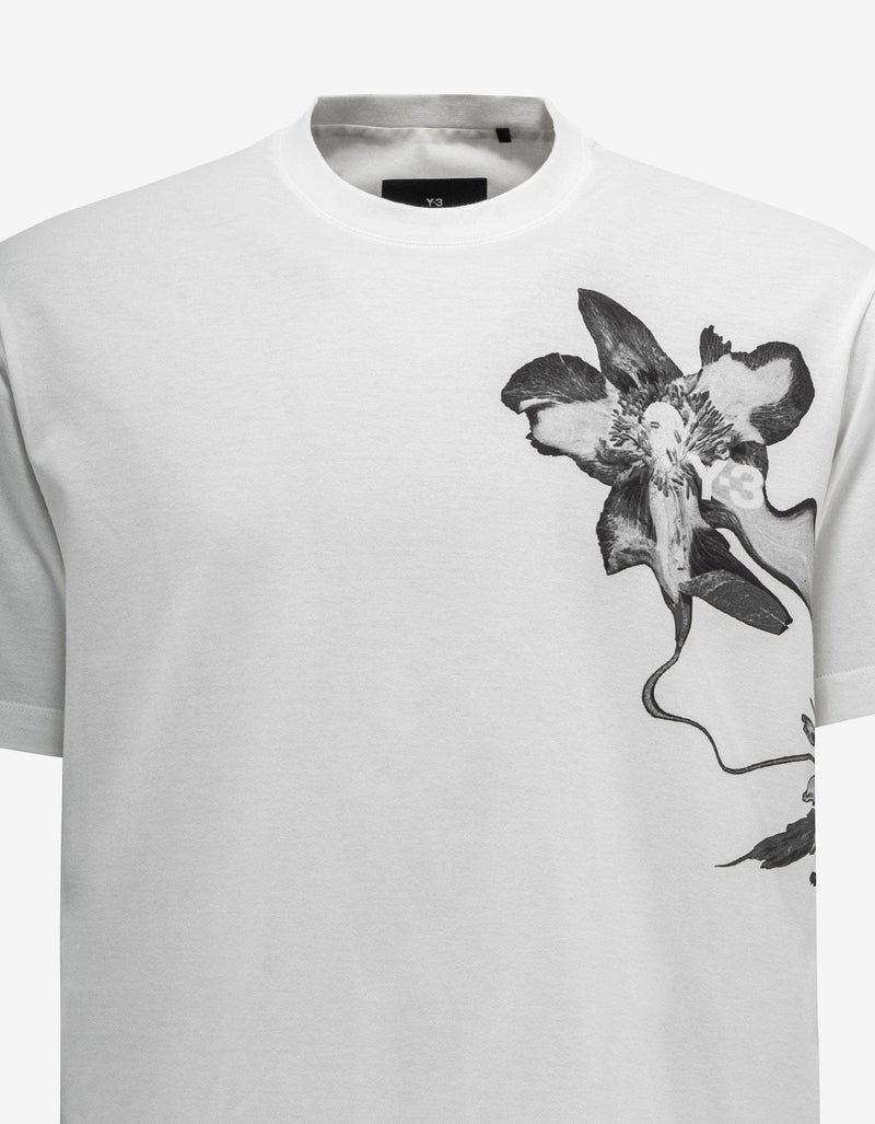Y-3 Y-3 White Floral Print T-Shirt
