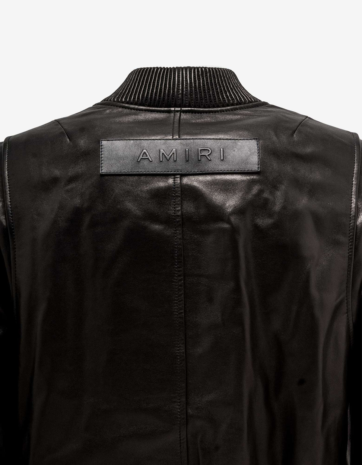 Amiri Black Leather Bomber Jacket