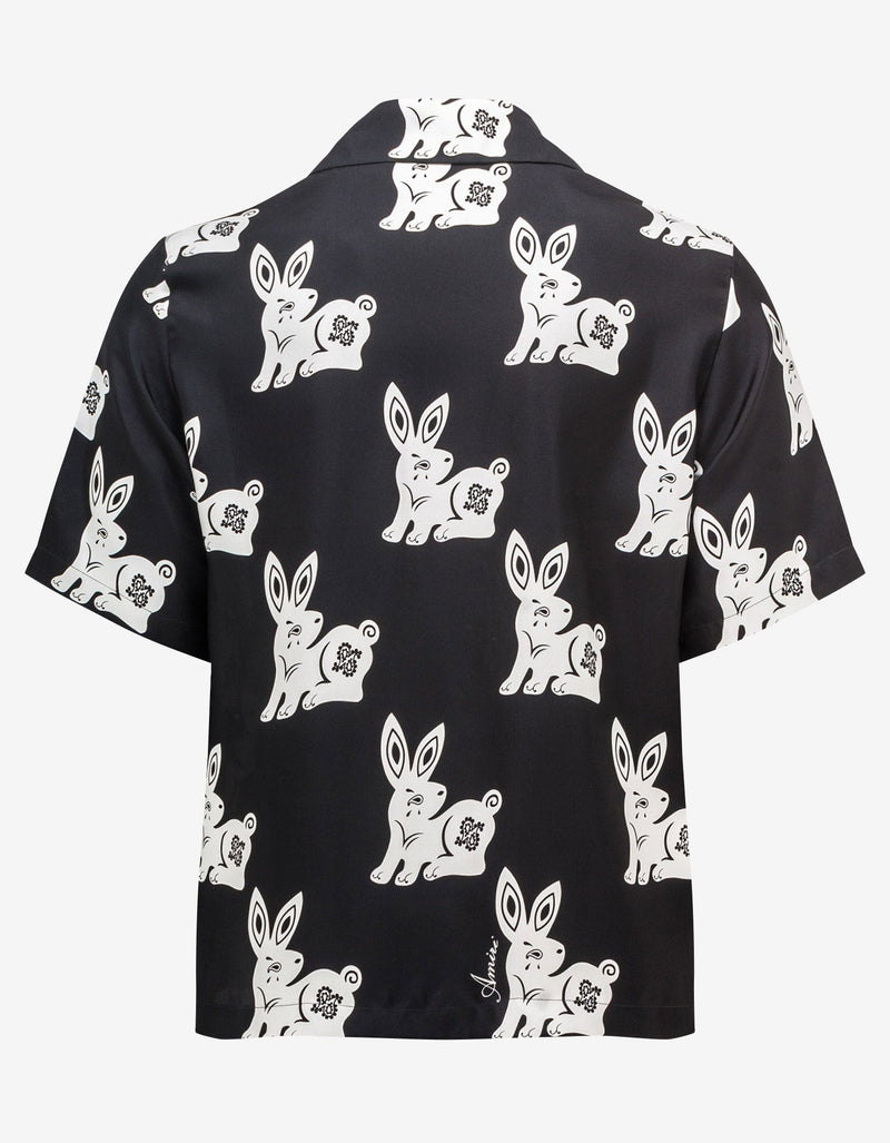 Amiri Black Rabbit Allover Bowling Shirt