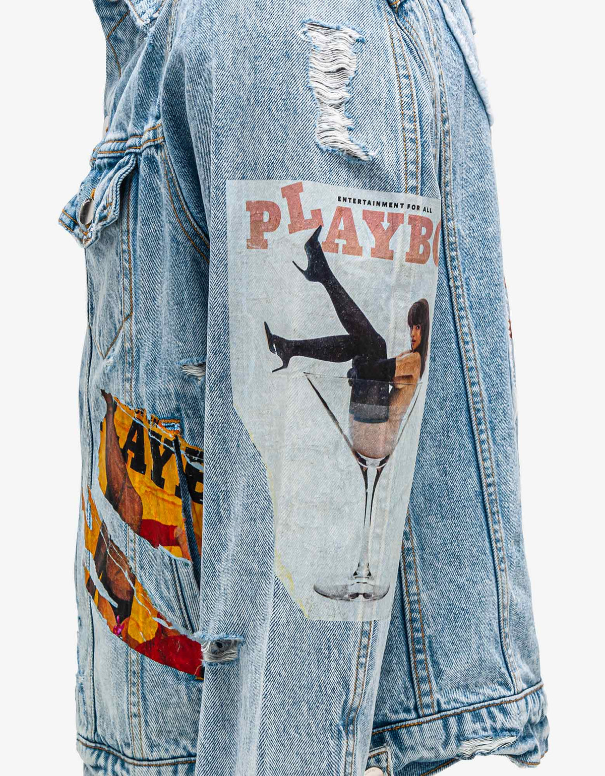 Amiri Blue Playboy Magazine Trucker Jacket