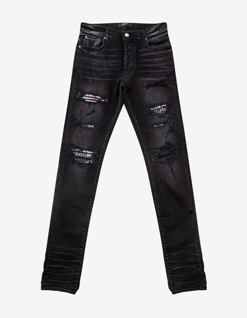 Amiri Amiri Hibiscus Artpatch Aged Black Jeans