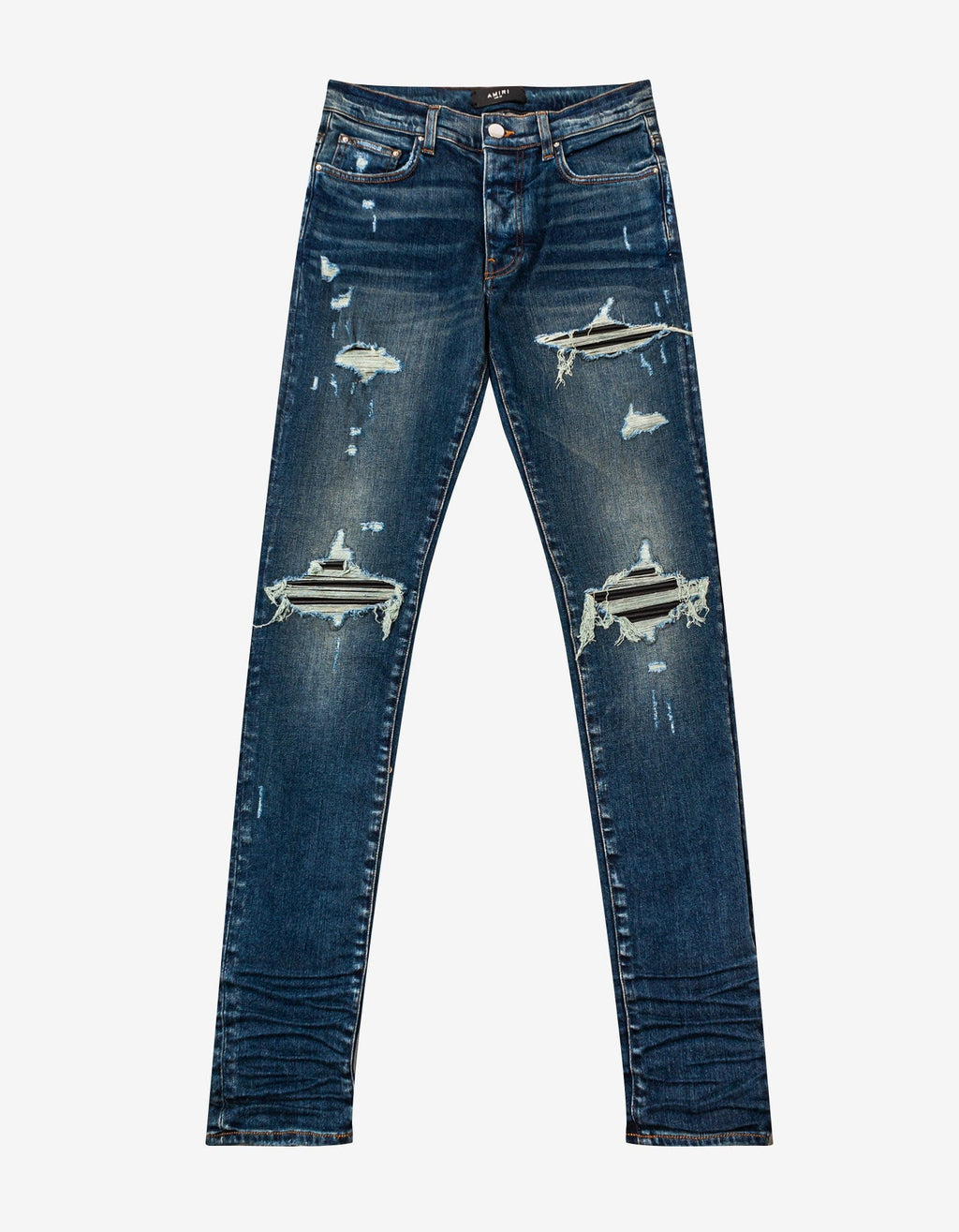 Amiri Amiri MX1 Deep Classic Leather Insert Distressed Skinny Jeans