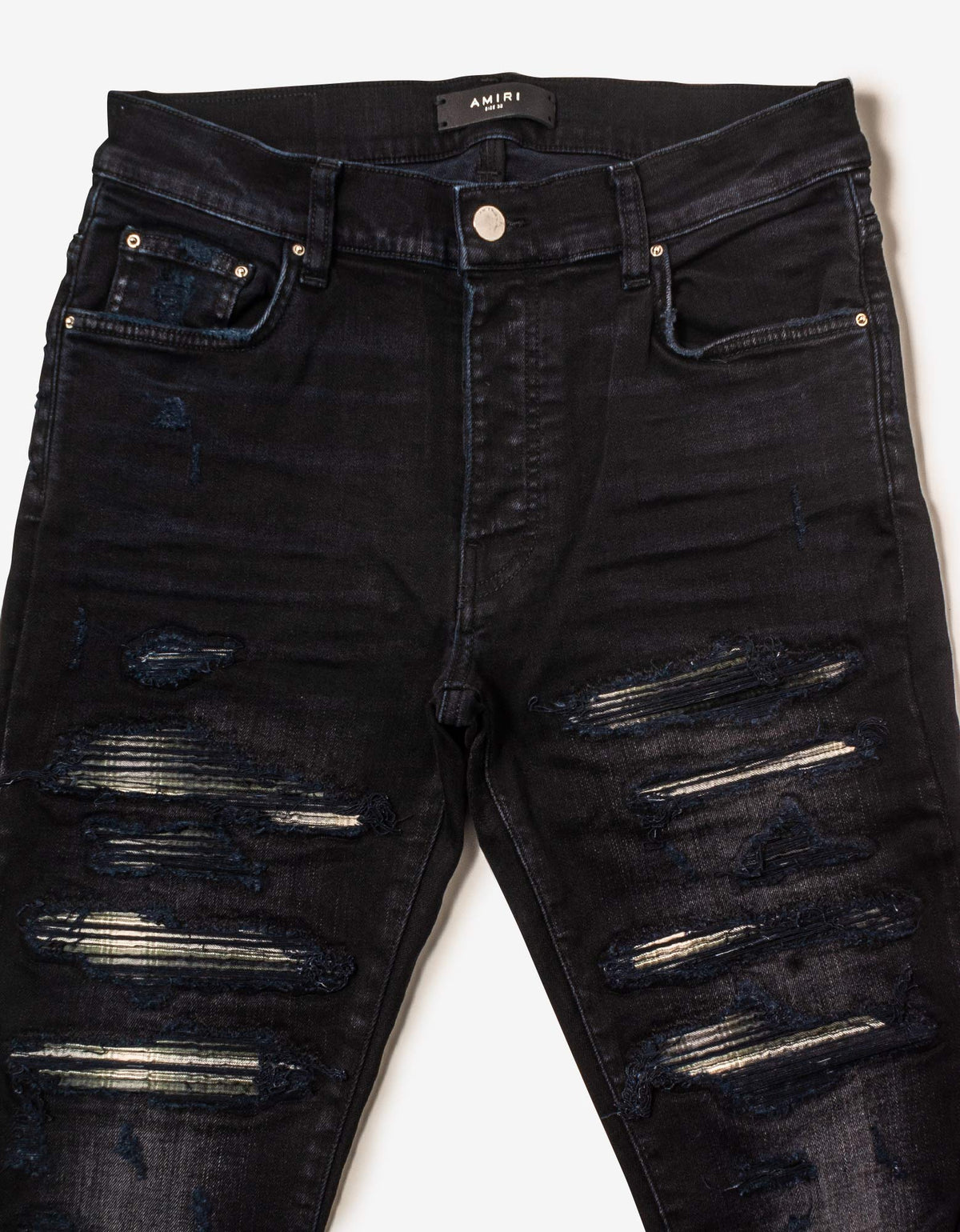 Amiri Plaid Thrasher Aged Black Jeans