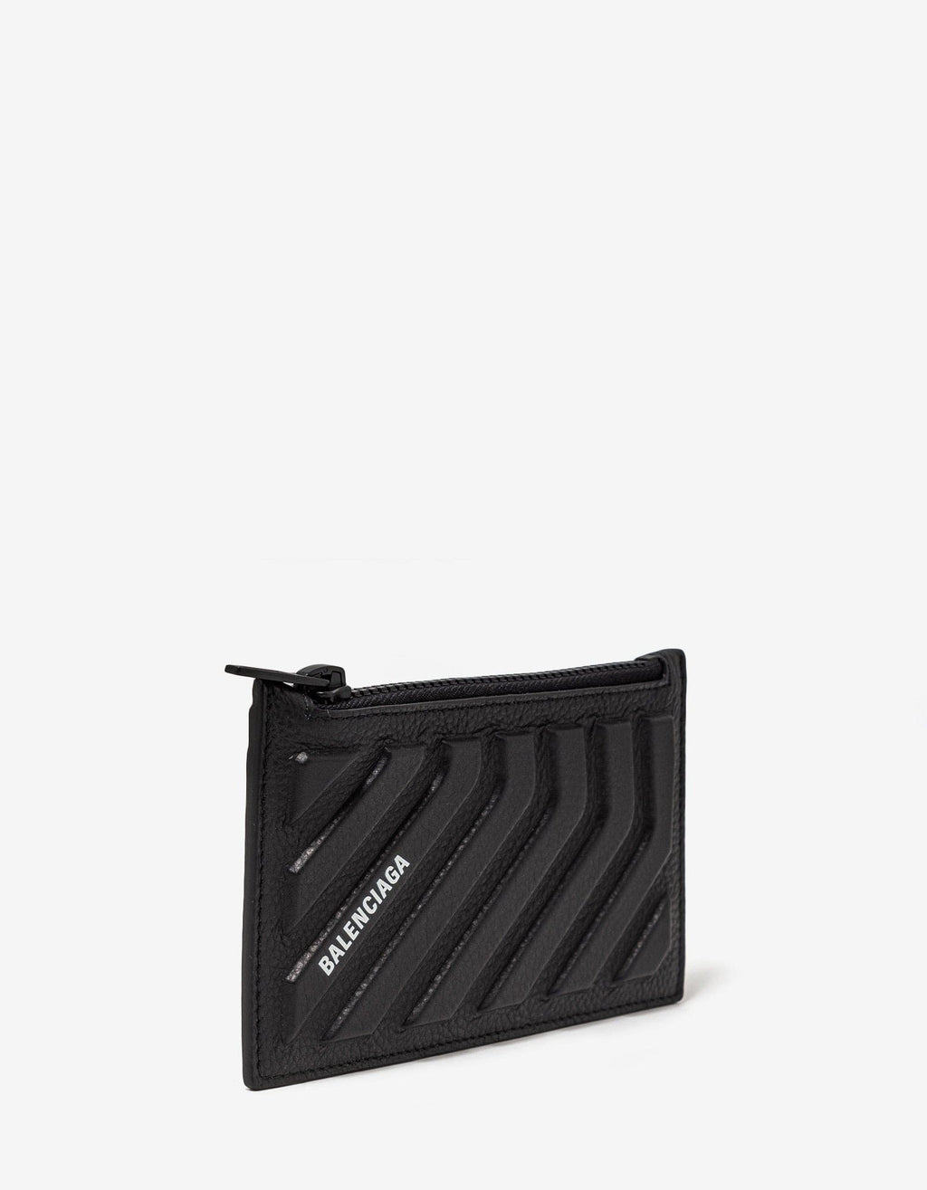 Balenciaga Black Car Zip Leather Card Holder