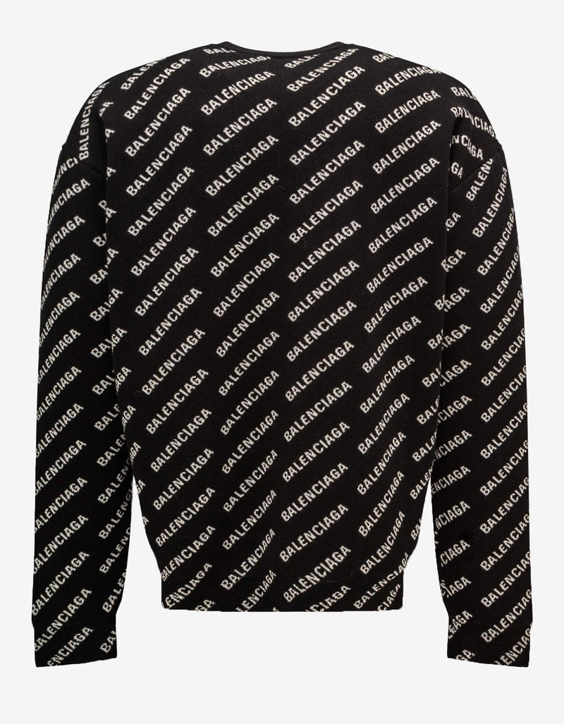 Balenciaga Black Mini Allover Logo Sweater